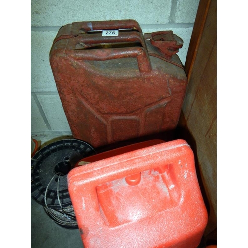 275 - A Jerry can & hoist cable etc.