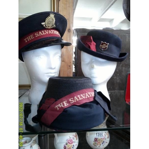 A quantity of Salvation Army hats, medal etc and a framed photograph of