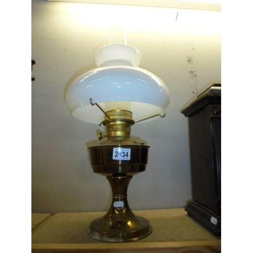2034 - A brass oil lamp, COLLECT ONLY.