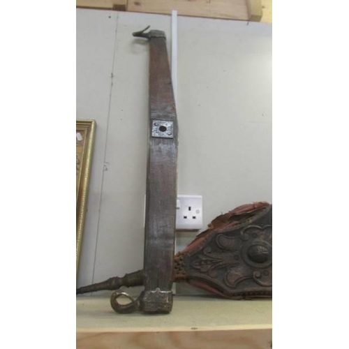 2063 - A set of wooden bellows, a yoke, letter rack etc., COLLECT ONLY.