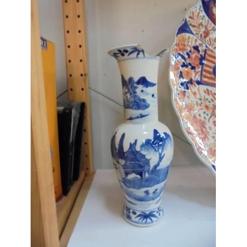 2166 - A large Chinese charger a/f. a Chinese plate a/f and a Chinese vase a/f.