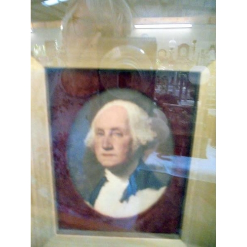 2178 - A pair of framed and glazed print portraits of George Washington and Martha Washington.