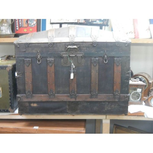 2231 - An old metal bound travelling trunk.COLLECT ONLY.