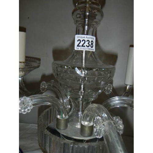 2238 - A glass chandelier, COLLECT ONLY