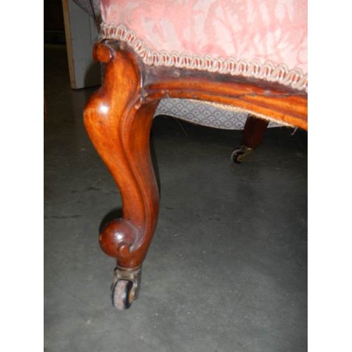 2256 - A Victorian spoon back ladies chair on cabriole legs, COLLECT ONLY.