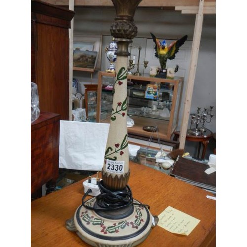 2330 - A good hand painted bronze table lamp.