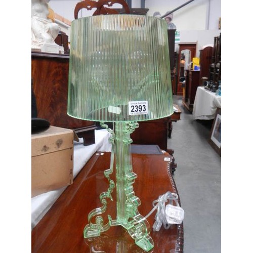 2393 - A 20th century retro style green plastic table lamp.