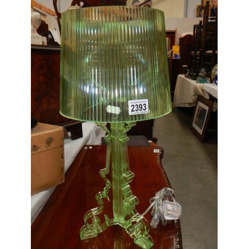 2393 - A 20th century retro style green plastic table lamp.