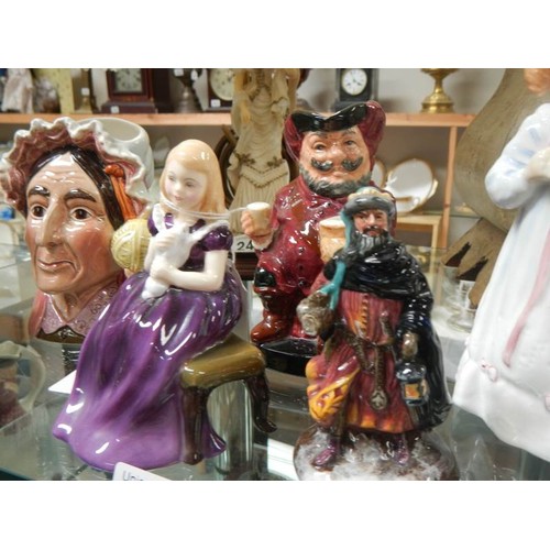 2408 - Six assorted figures including Doulton and Beswick.