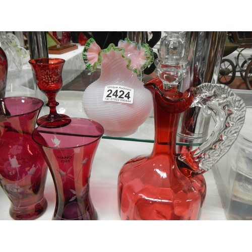 2424 - A mixed lot of glass ware including decanter. COLLECT ONLY.