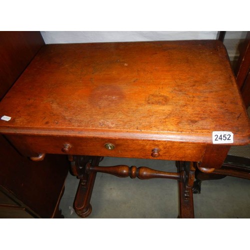 2452 - A single drawer mahogany sewing table, COLLECT ONLY.