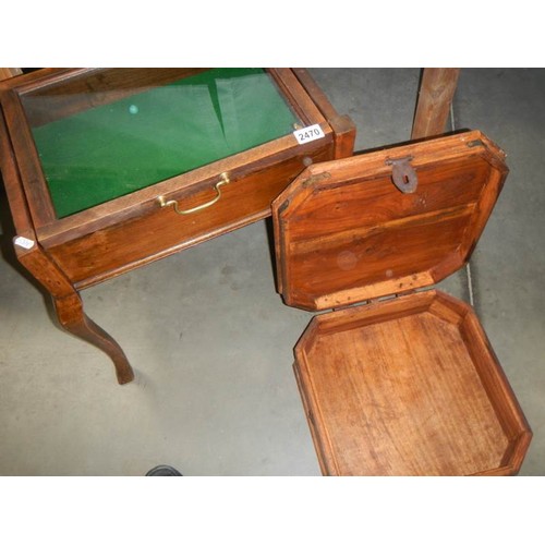 2470 - A piano stool converted to a display case and another box.