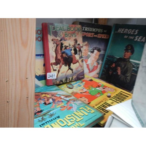 2481 - A large lot of vintage boys annuals and books including Biggles.