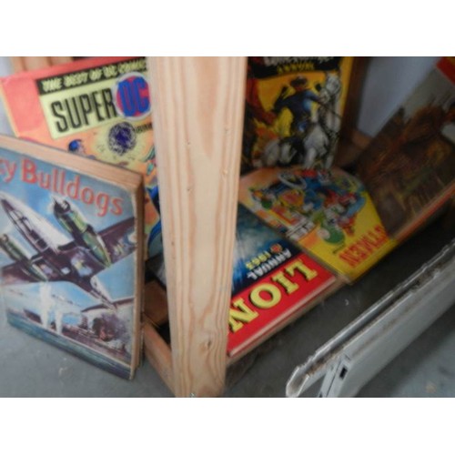 2481 - A large lot of vintage boys annuals and books including Biggles.