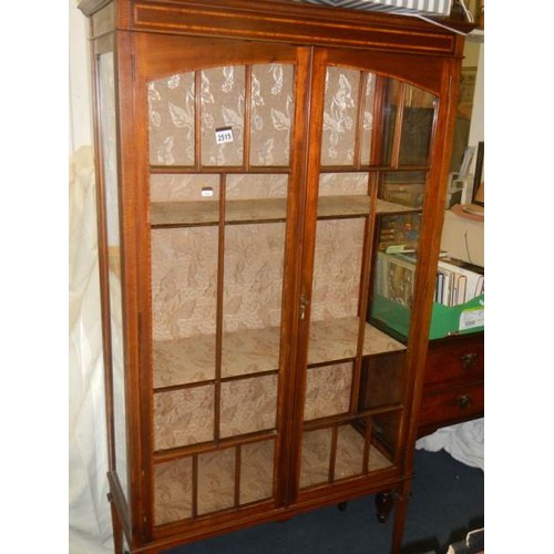 2515 - An Edwardian mahogany inlaid display cabinet. COLLECT ONLY.