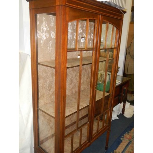 2515 - An Edwardian mahogany inlaid display cabinet. COLLECT ONLY.