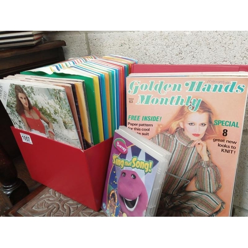 1057 - A collection of The history of, books, Golden hands and other magazines and a Barney musical game DV... 