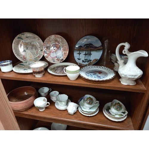 2163 - Five shelves of ceramics including gravy boats, teapots, plates etc., COLLECT ONLY.