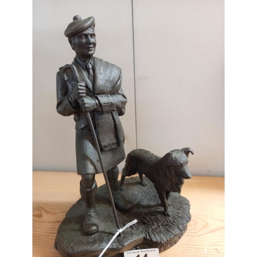 14 - The Heredities Laird bronzed resin figure with dog