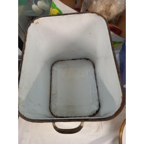 17 - A vintage heavy enamel bread bin