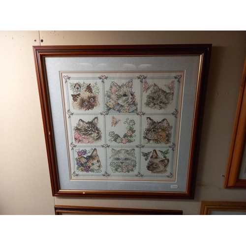 22 - A good selection of framed & glazed needlepoint pictures