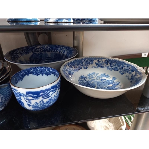 26 - A selection of blue & white pottery including Booths real Old Willow tea set, James Kent Chinese duc... 