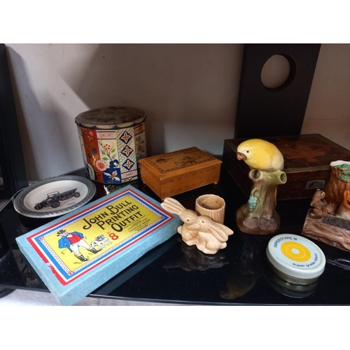 43 - A selection of vintage collectables including John Bull printing outfits, Sylvac old tins etc.