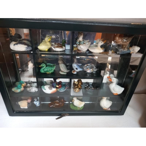 46 - A collection of Graham/Carol/Haynes ducks in cabinets. COLLECT ONLY.