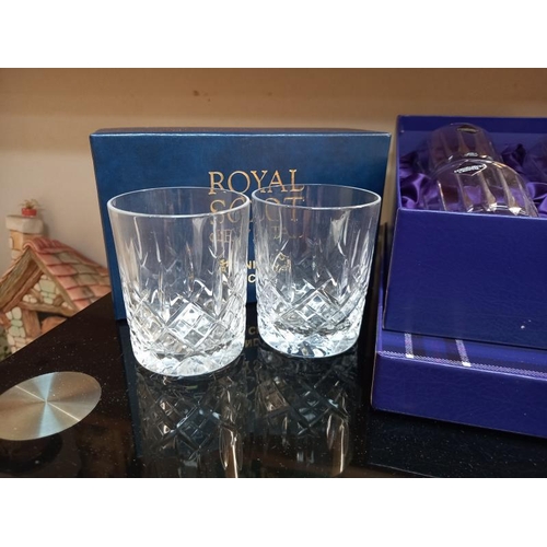 47 - A boxed Edinburgh crystal & Royal Scot crystal whisky tumblers & other glassware