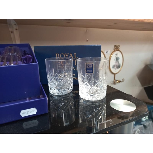 47 - A boxed Edinburgh crystal & Royal Scot crystal whisky tumblers & other glassware