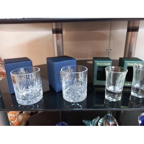 47 - A boxed Edinburgh crystal & Royal Scot crystal whisky tumblers & other glassware