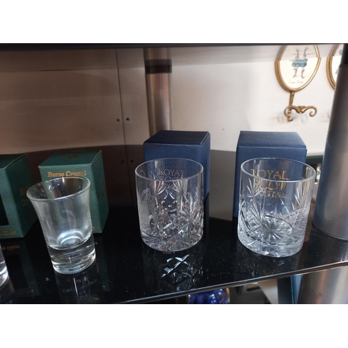 47 - A boxed Edinburgh crystal & Royal Scot crystal whisky tumblers & other glassware