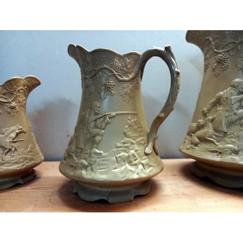 5 - A set of 3 early Victorian jugs by Edward Whalley, Corbridge, with a Victorian lozenge mark 1 A/F