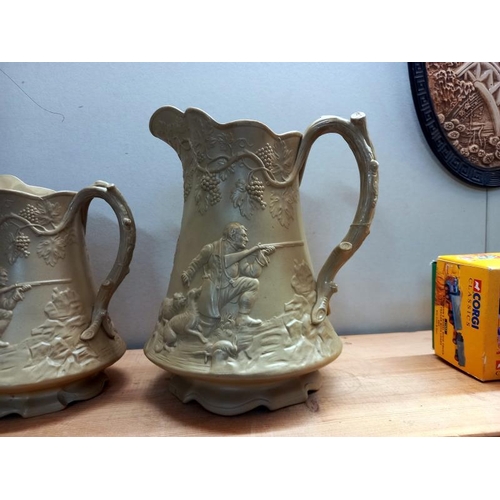 5 - A set of 3 early Victorian jugs by Edward Whalley, Corbridge, with a Victorian lozenge mark 1 A/F