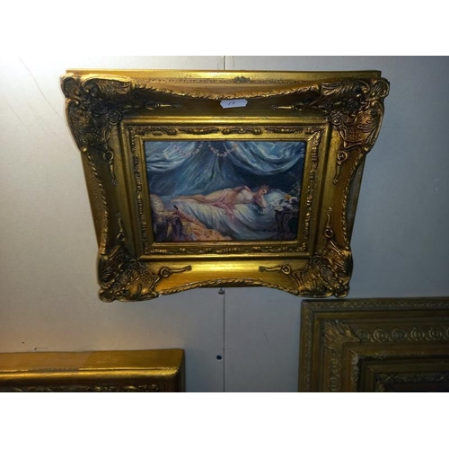 9 - 3 over painted prints in ornate gilded frames