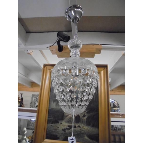 1588 - A crystal glass ceiling light.