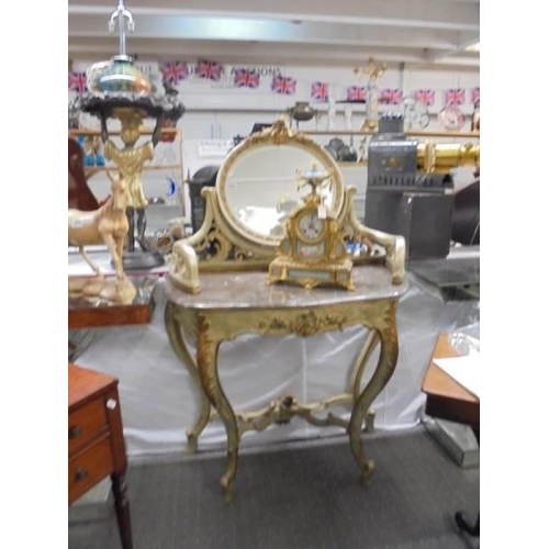 1592 - A French style console table with mirror.