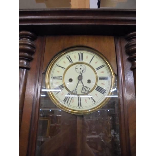 1598 - A Victorian mahogany double weight Vienna wall clock, COLLECT ONLY.