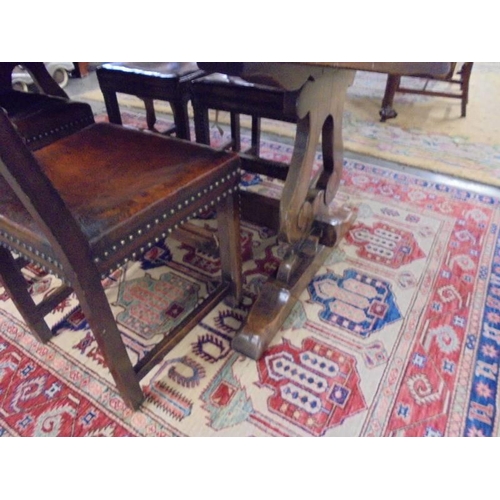 1711 - An oak refectory style table with two carvers and four dining chairs, COLLECT ONLY.