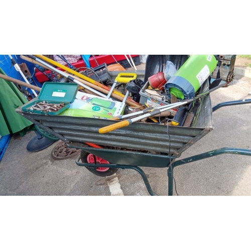 518 - A wheelbarrow & quantity of garden/work tools etc. Collect Only