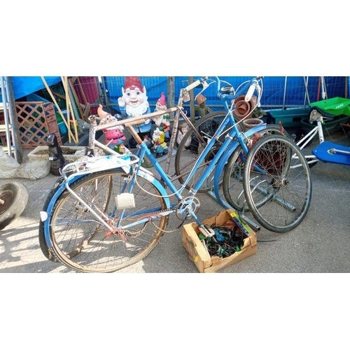 529 - 2 ready to renovate bicycles with a box of parts. Collect Only