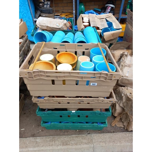 569 - 9 boxes of plant pots. Collect Only