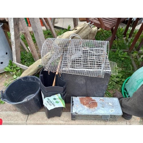 573 - A quantity of miscellaneous items including bird cages etc. Collect Only