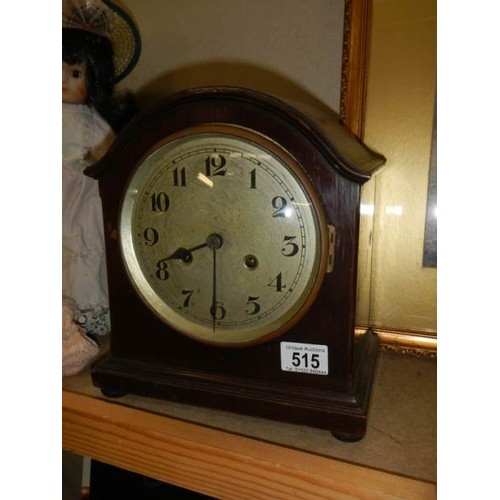 515 - A circa 1930's mahogany mantel clock in working order.