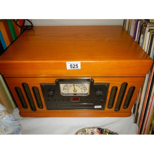 525 - An old 20th century wood cased record player.