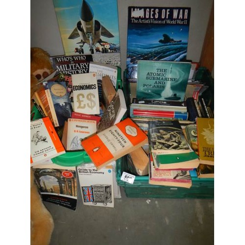 598 - Two boxes of paper back books etc.,