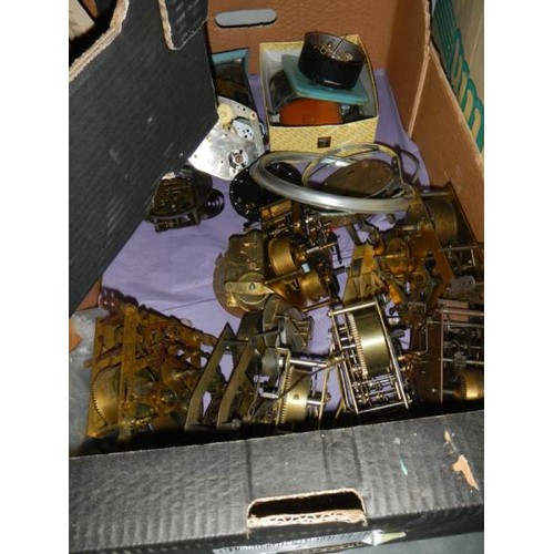 616 - A box of mantel clocks, spares etc.,