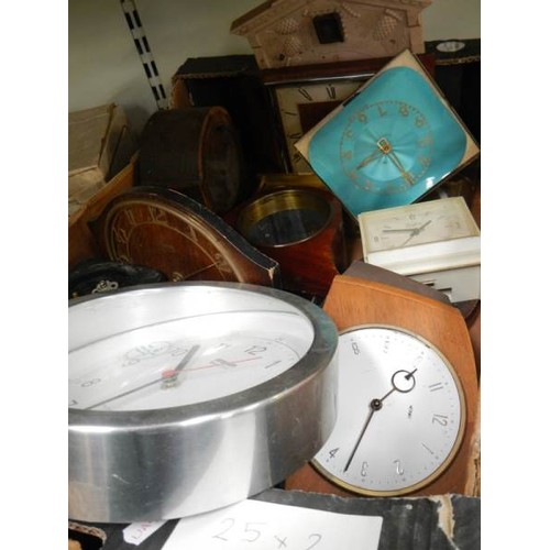 616 - A box of mantel clocks, spares etc.,