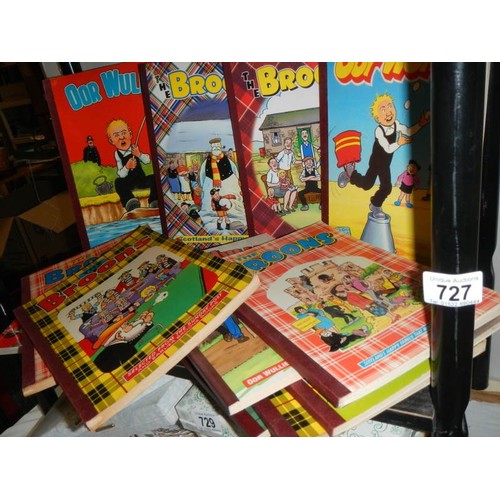 727 - A quantity of Broon's & Oor Willie cartoon books etc.,