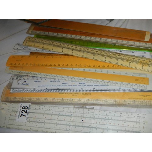 728 - A mixed lot of 20th century rulers etc.,